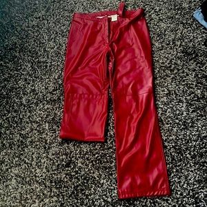 Red leather pants